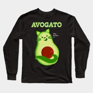 Avocado Keto Kitty Cat Winking At You Long Sleeve T-Shirt